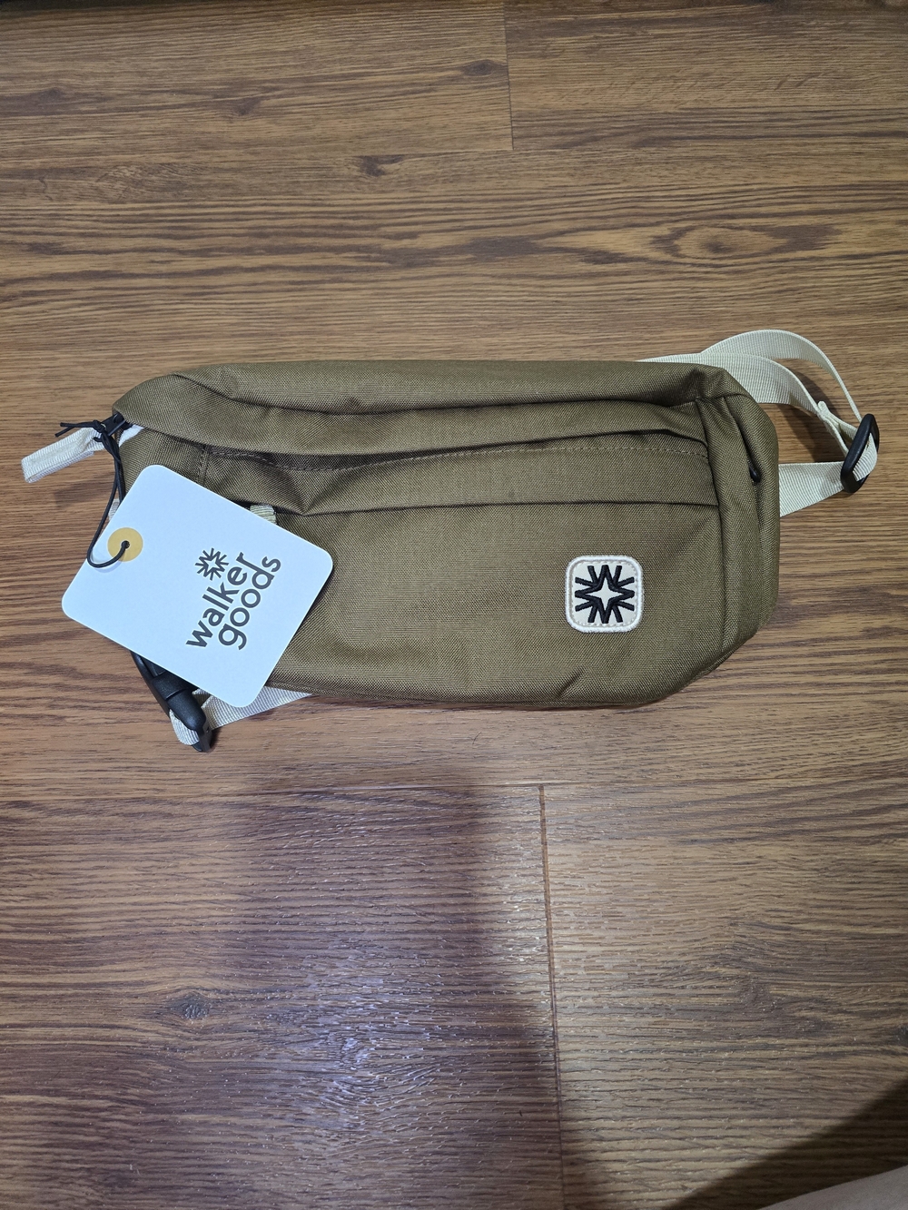 Walker's Goods Olive Green Belt Bag with Neutral Strap
